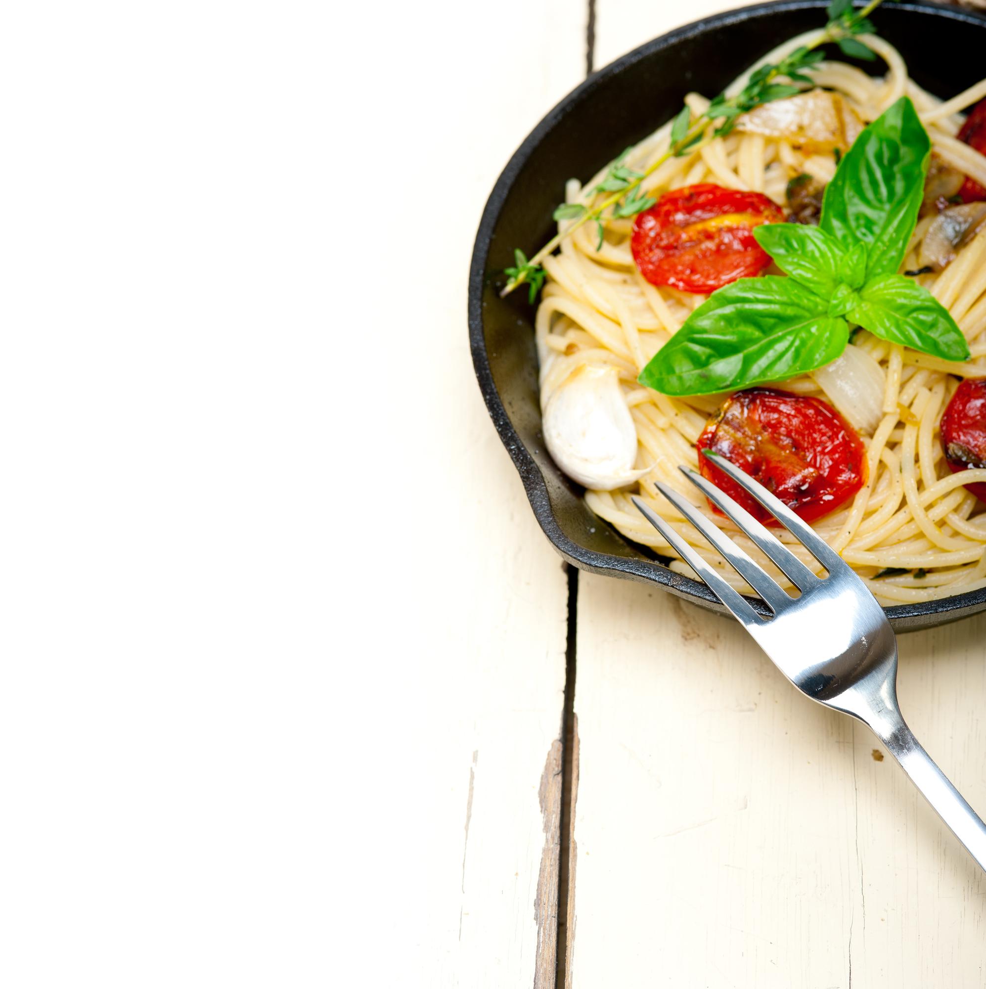 Close-up plated pasta